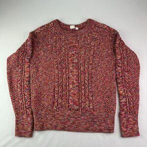 Gap Rainbow Multicolor Cable Knit Pullover Crewneck Sweater 100% Cotton